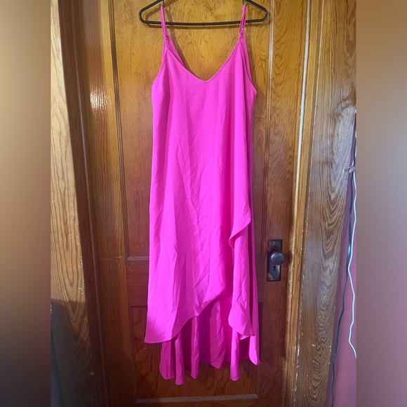 Lulus sweet surprise bright pink high-low Maxi dress Size: L - Picture 3 of 5